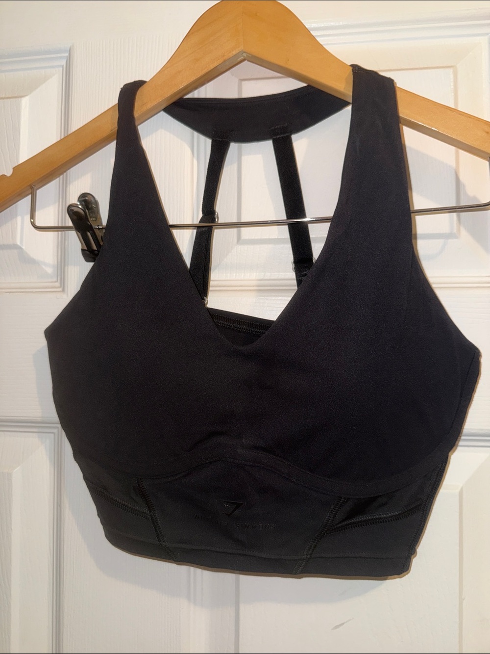 Women's GYMSHARK Black Padded  Longline Sports Bra